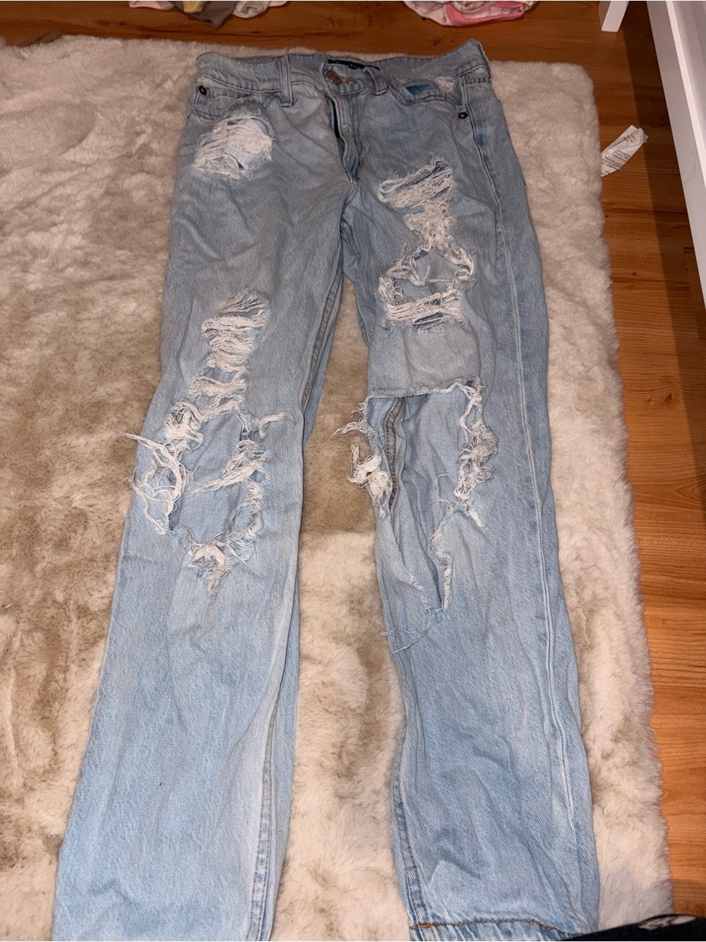 Aeropostale Light Blue Distressed Straight Leg Jeans